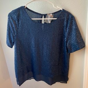Sequined Blue Top
